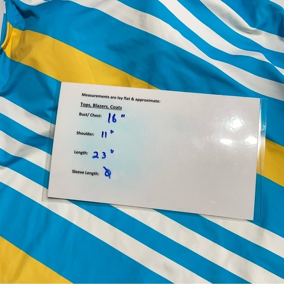 LANDS' END Blue and Yellow Size 10 Chlorine Resistant High Neck Tankini Swim Top - Picture 10 of 12